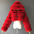 Load image into Gallery viewer, Short Hooded Faux Fur Coat