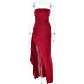 Load image into Gallery viewer, Strapless Pleated Split Maxi Dress