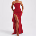 Load image into Gallery viewer, Strapless Pleated Split Maxi Dress