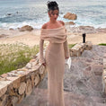 Load image into Gallery viewer, One-Shoulder Knitted Long Sleeve Maxi Dress