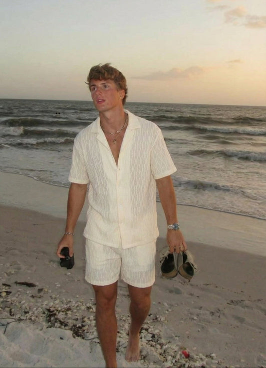 Men's Summer Two-Piece Tracksuit – Shirt & Shorts Set