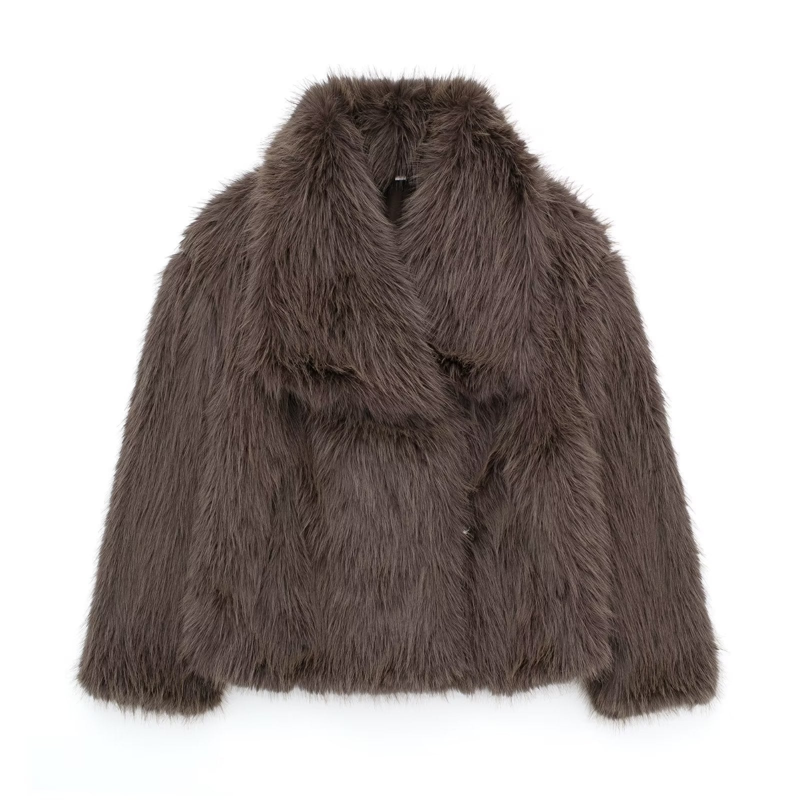 Women's Fluffy Lapel Plush Winter Coat