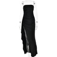 Load image into Gallery viewer, Strapless Pleated Split Maxi Dress
