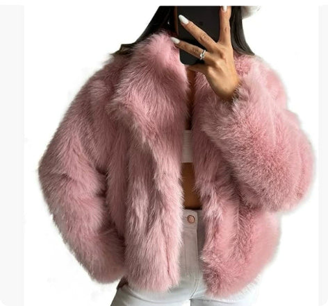 Women's Fluffy Lapel Plush Winter Coat
