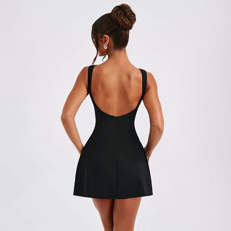 Slim-Fit Backless Sling Mini Dress