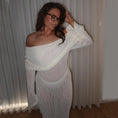 Load image into Gallery viewer, One-Shoulder Knitted Long Sleeve Maxi Dress
