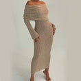 Load image into Gallery viewer, One-Shoulder Knitted Long Sleeve Maxi Dress
