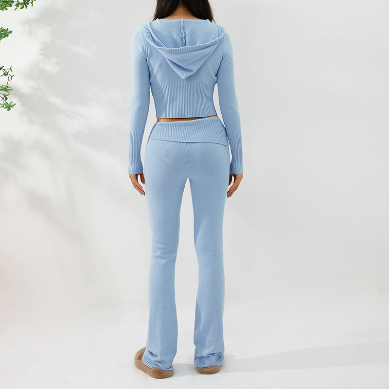 Zip Hoodie & High Waist Long Pants Lounge Set
