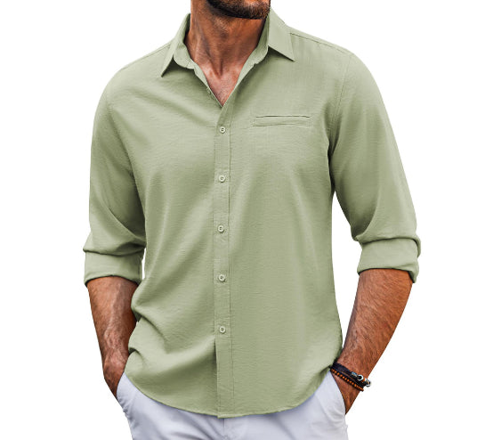 Casual Long Sleeve Shirt With Pocket Lace Polo Collar