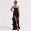 Load image into Gallery viewer, Strapless Pleated Split Maxi Dress
