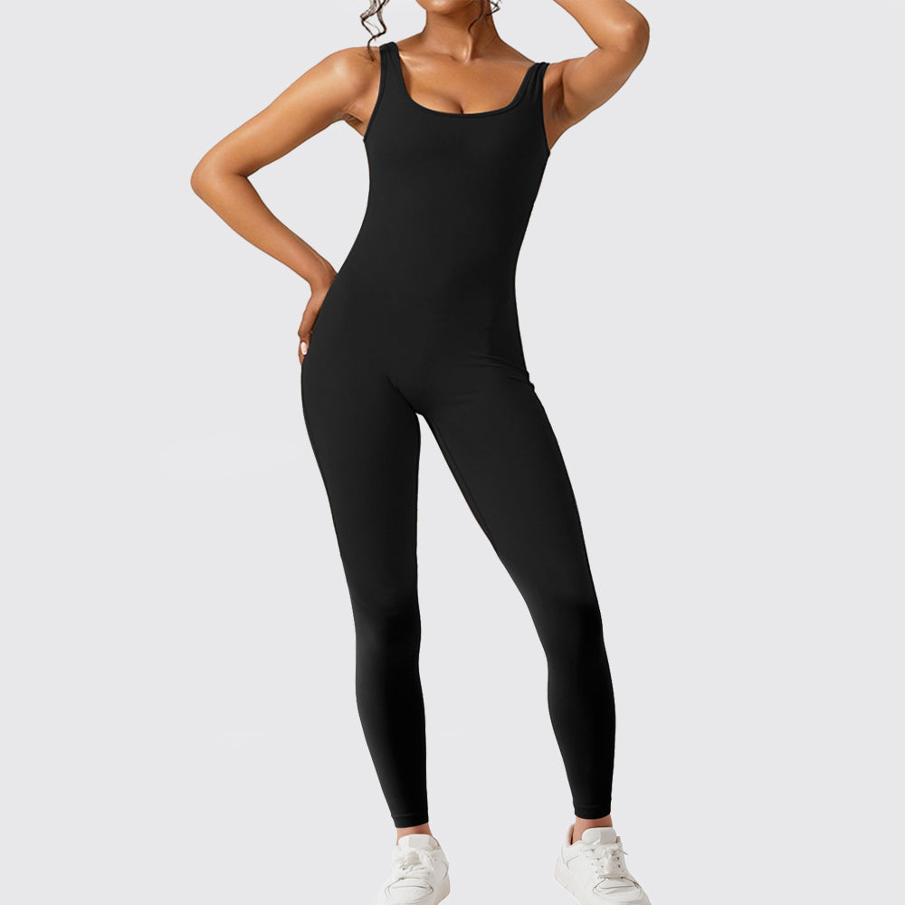 Sleeveless Flare Leg Fitness Jumpsuit