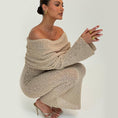 Load image into Gallery viewer, One-Shoulder Knitted Long Sleeve Maxi Dress
