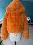 Load image into Gallery viewer, Short Hooded Faux Fur Coat
