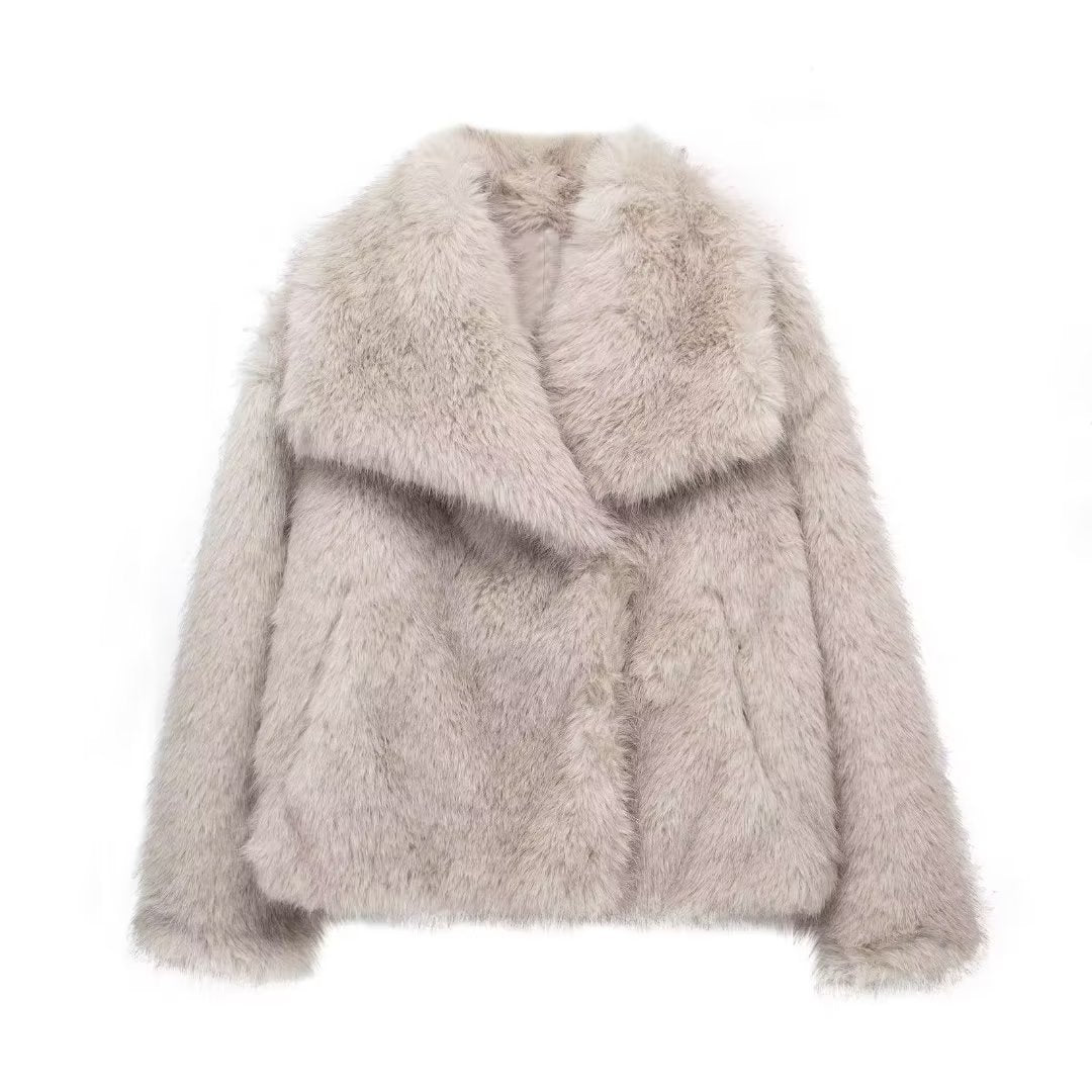 Women's Fluffy Lapel Plush Winter Coat