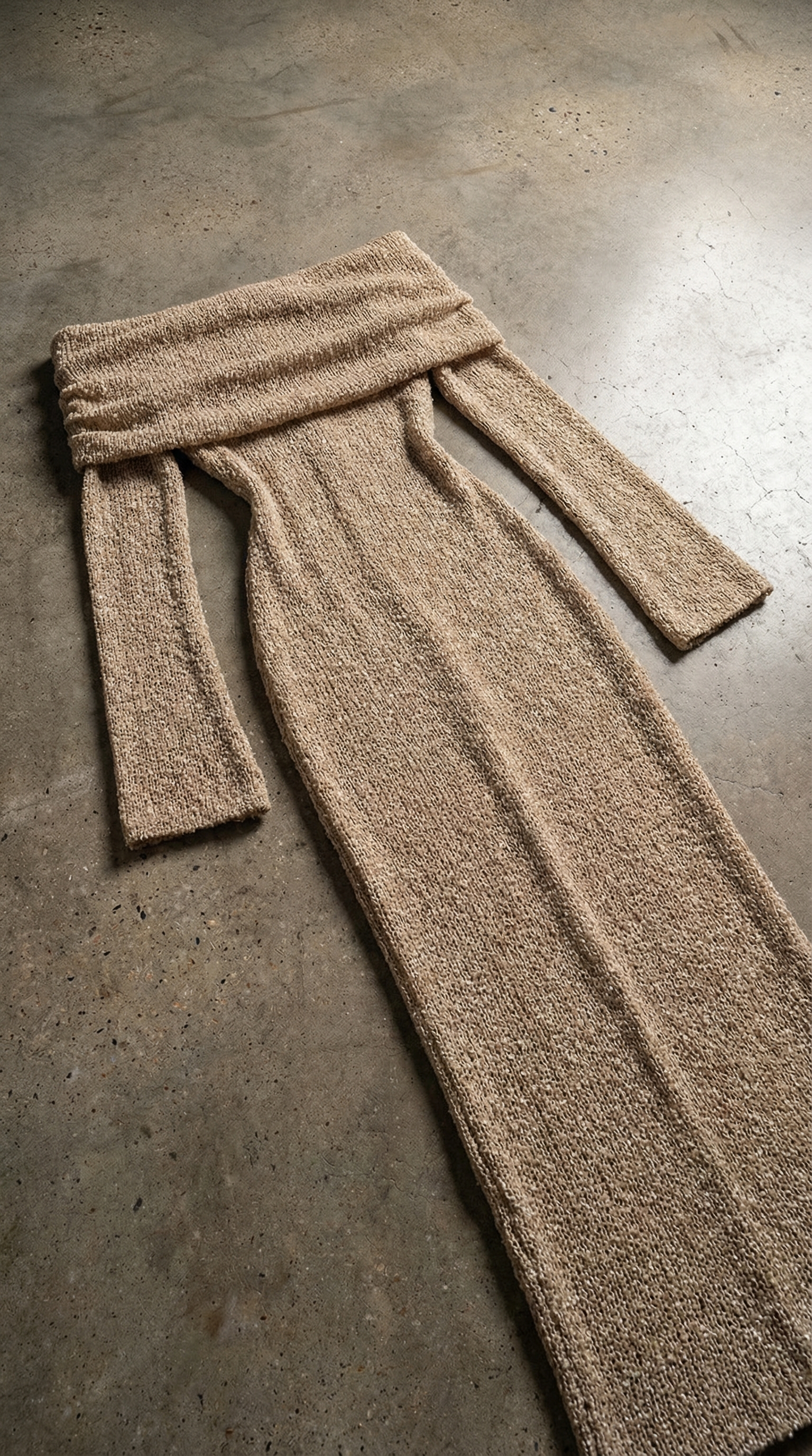 One-Shoulder Knitted Long Sleeve Maxi Dress