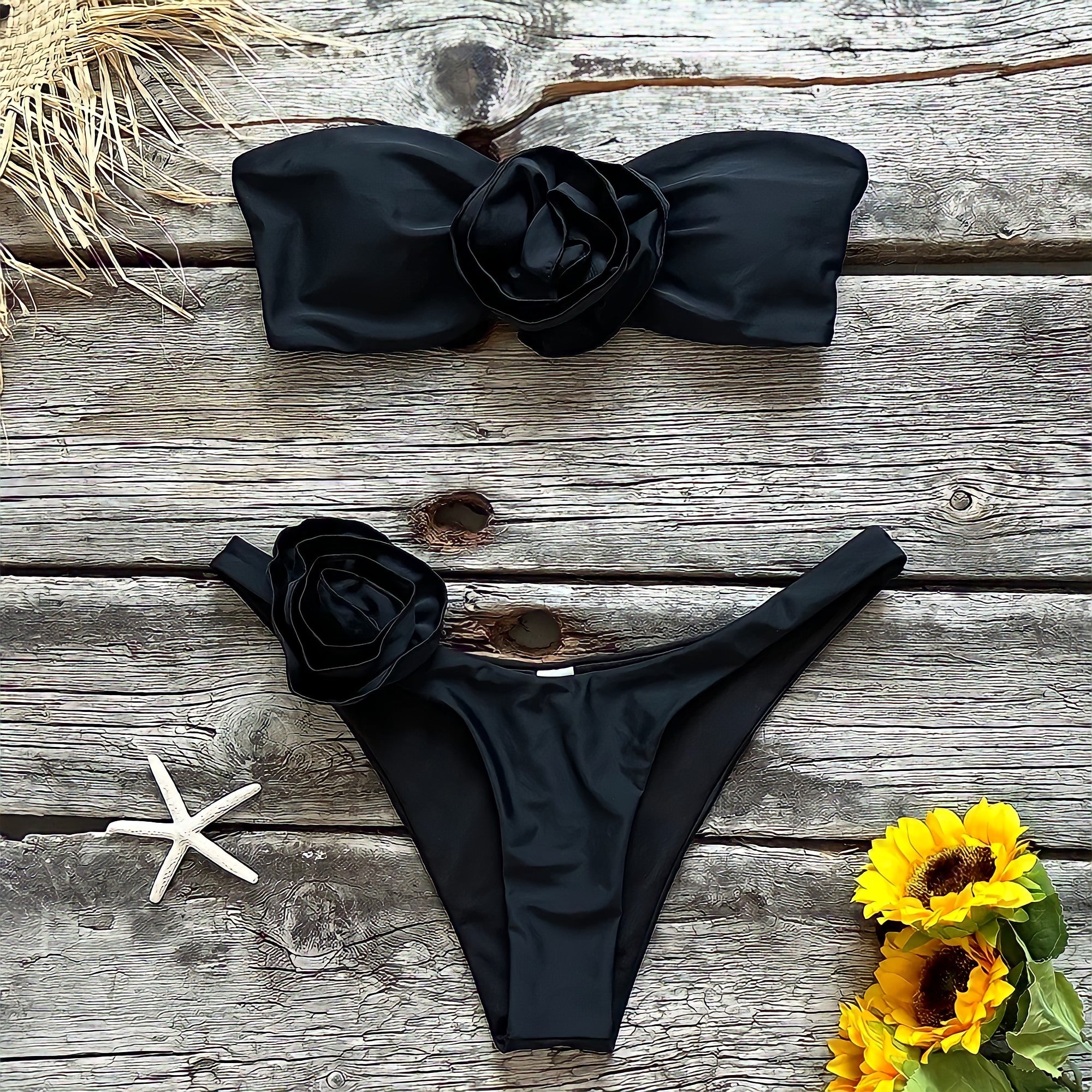 Two-Pieces Floral Lace Up Swimwear